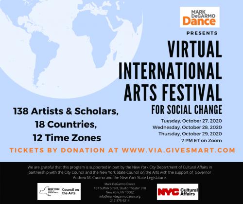 Virtual Salon Performance Series 2020-2021, part of the Virtual International Arts Festival for Social Change